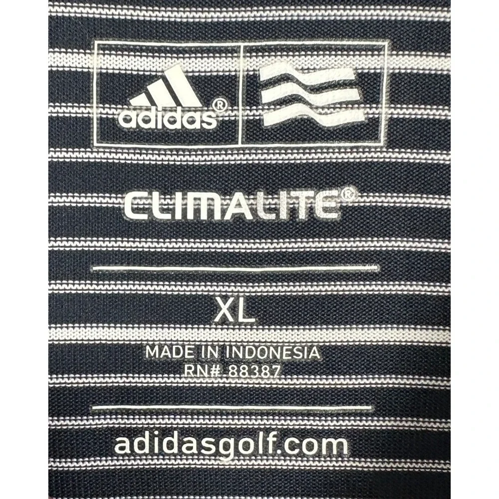 NEW Adidas Golf Polo Shirt Mens XL Navy White Stripe Climalite Performance Rugby